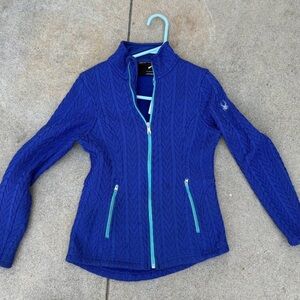 Spyder Women's Vibrant Blue zip front sweater Jacket size small